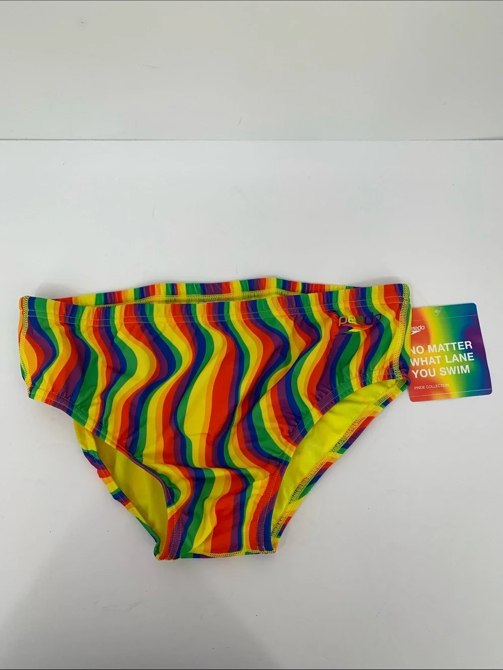 Speedo Endurance racer swimming brief shorts pride rainbow LGBT swim men new 26